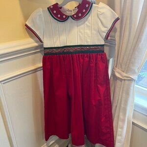 Will’beth Girls Christmas Dress Red Green Bow Holiday Dress Size 5